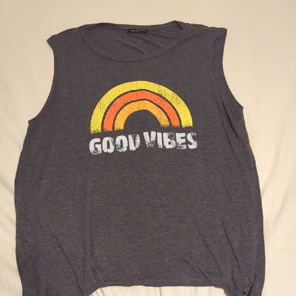 Gray Good Vibes Muscle Tee